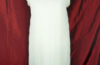 ZARA Knit Cotton Sheer Ivory Accordion Pleated Eyelet Lined Boho Shift Dress S