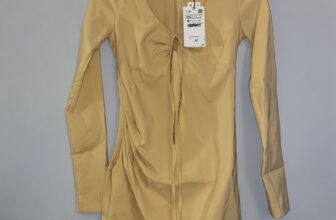 Zara Dress XS Yellow Long Sleeve Short Side Slit Tie Detail Party