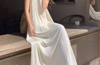 High End Crinkled Tank Dress Women’s Summer French Sweet Style Loose Fit Long