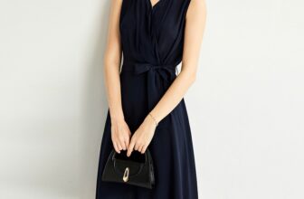 Sleeveless V-Neck Womens Navy Blue Dress Sizes S-XL Free Shipping
