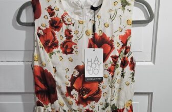 HADOYUO Floral Sleeveless A-Line Midi Dress Round Neck White Red Yellow Green