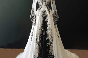 Elegant Gothic Evening Dresses Satin Beaded Sweep Train Floor-Length Prom Party