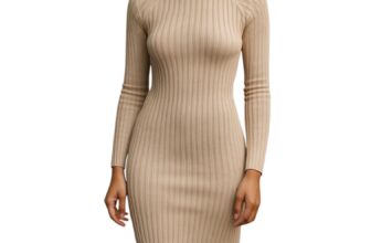 Lush Nude Pink Beige Ribbed Knit Long Sleeve Cut Out Mini Bodycon Dress Size M