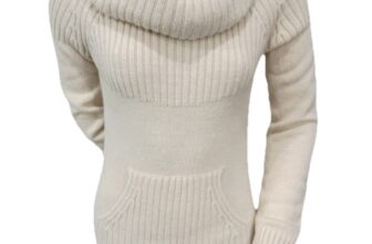Sleeping on Snow Anthropologie Sweater Dress Cowl Neck Ivory Tunic M Pockets