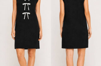 SHE + SKY Black Knit Bow Front Shift Sweater Dress Size Small NWT