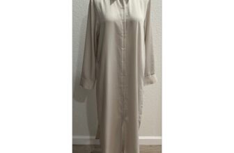 Nordstrom Rack Satin Dress Size Small Ivory Gray  Midi Long Sleeve Button-Down