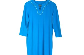 Coolibar UPF 50+ Sun Protection Blue Oceanview Tunic M Dress Coastal Resort