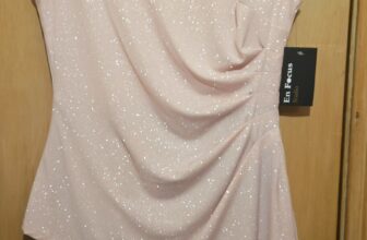 NWT En Focus Dress Womens 10P Sparkly Pink Draped Over Black Pencil Skirt
