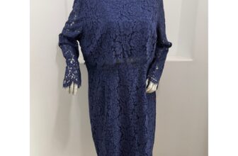 ASOS Curve Navy Blue Lace Long Sleeve Midi Dress Formal Evening Wedding Guest 20