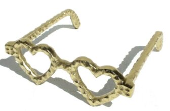 New Large Metal GOLD Heart Shaped Reading Glass Frames Figurine Home Decor
