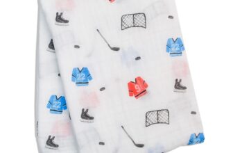 Lulujo 47X47 Hockey Blanket Soft Cotton Muslin Swaddle Multi Use Baby Essential