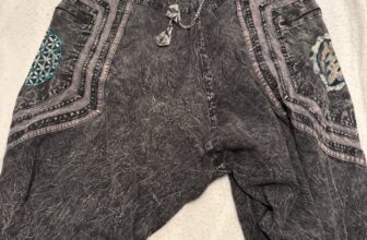 Himalaya Handmade Women’s Gray Harem Pants L/XL Cotton Embroidered Drawstring