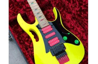 Signature Electric Guitar Yellow Last 4 Frets Scalloped Pink Professional Guitar
