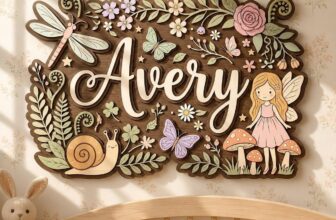 Personalized Fairy Garden Baby Name Sign, 3D Wood Enchanted Forest Nursery Decor
