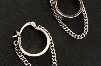 925 Silver Chunky Chain Hoop Earrings Minimalist Dangle Huggie Earrings 422