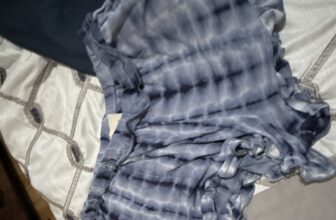 LucyLove Women’s Sleep Shorts M Blue/White Tie-Dye Ruffle Drawstring Waist