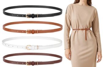 XZQTIVE 4Pack Skinny Leather Belt Women Thin Waist Belt Ladies Belt for Jeans…
