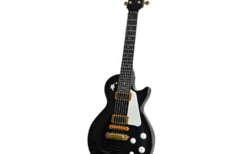 Kids Electric Guitar 22 in. – Real Metal Strings, Black Rock Guitar for Begin…