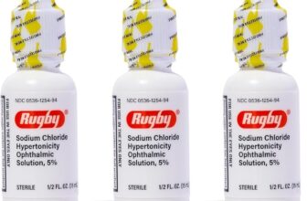 3 Pack Rugby Sodium Chloride 5% Ophthalmic Sol Eye Drops 0.5 Oz (15 ml) Each