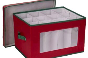Household Essentials Holiday Stemware Goblet Chest, Red/Green (540RED)