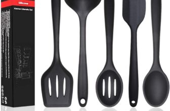 Silicone Kitchen Utensils Set, 5 PCS Heat Medium, Small, Black, 5