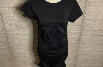 Blanqi Maternity Everyday Black Short Sleeve Ruched MIDI Dress Size M/L