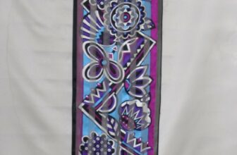 Bob Mackie Wearable Art Floral Print Oblong Silk Scarf W/Gift Box–  Black Multi