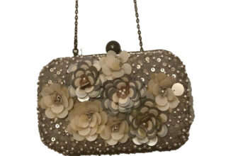 Loft Clutch with metal chain and floral decorative accents-Hardcase