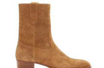 Mens Pointed Toe Chelsea Ankle Boots Block Heel Real Suede Leather Zip Cowboy 46