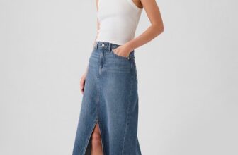 GAP Blue Denim Maxi Skirt 31 12T Front Slit Maxi Tall Country Staple Rustic City