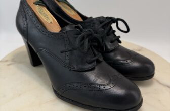 Etienne Aigner E-Quest Shoes Womens 7.5M Oxford Lace Up Comfort Cone Heels Black