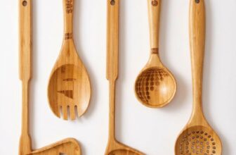5 PCS GolfClub Style Kitchen Utensil Set Bamboo Spatula Soup Spoon Fun Gift