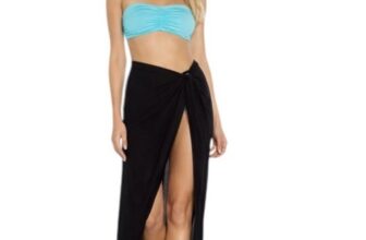 NWT Aqua Swim Black Sarong Beachwear Skirt Cover Up Size M/L retail $78