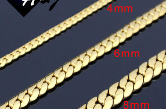 18-40″MEN Stainless Steel 3/4/5/6/8mm Gold Plated Miami Cuban Chain Necklace*155