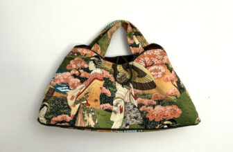 Japanese Kimono Fabric Hobo Handbag Purse Green Handmade Geisha Artsy Boho