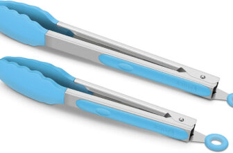 Set of 2 Kitchen Tongs, Premium Stainless Steel Locking 9-Inch & 12-Inch Silicon
