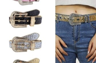 Adjust Belt with Buckle for Girl Full Sequins Belt for Jeans Cowgirl