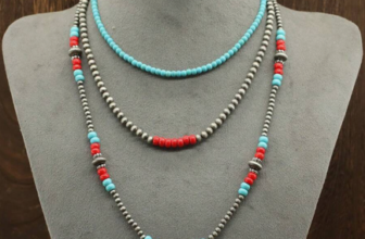 NECKLACE-3pcs/ Western Style Beaded Necklace with Turquoise and Carneli