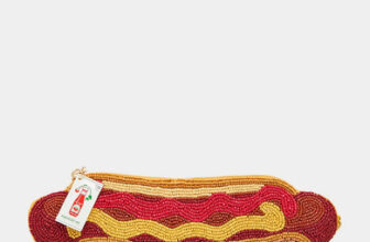 Betsey Johnson Kitsch Wiener Takes All Beaded Ball Park Hot Dog Crossbody Bag