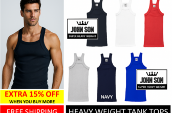 Men’s G-Unit Style Tank Top Heavyweight Muscle Shirt Square Cut Cotton [JOHN SON