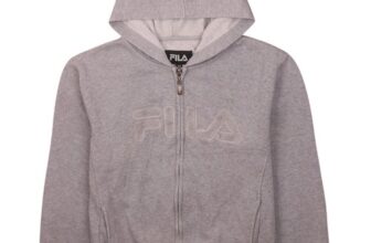 Fila Womens Grey Full Zip Hoodie L/XL Classic Casual Sweatshirt