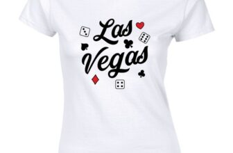 Las Vegas with Playing Dices Women’s T-Shirt Poker Cards Gambling Fun Game Tee