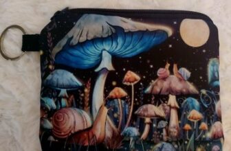 Blue Mushroom Coin Purse Keychain Wallet Clutch Small Purse Organizer