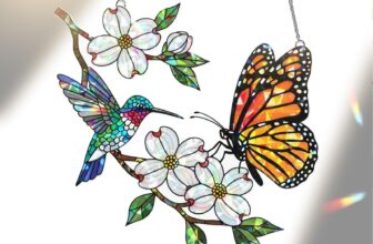 Hummingbird Butterfly Dogwood Flower Suncatcher,Acrylic Holographic Window Decor
