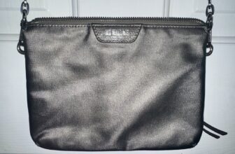MZ WALLACE Pippa Smooth Sided Nylon Magnet Gray Cross Body Bag With Chain Strap