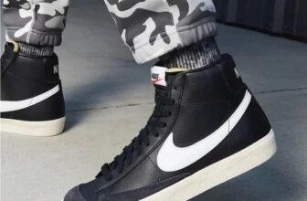 Nike Blazer Mid 77 Black Leather High Top Sneakers Mens 5.5 Lace Up Trainers