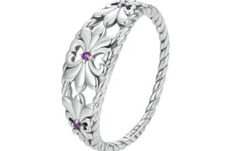 925 Sterling Silver Ring Flower Pattern Twisted Women Ring Anniversary Jewelry