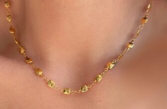 18K Gold filled stainless steel Charm dangle square Station necklace women