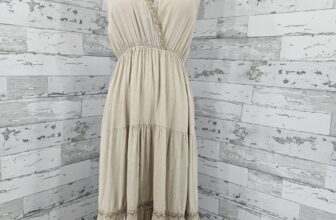 Elena Baldi Made in Italy Tiered Linen Maxi Dress Embr Detail Women L