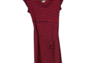 Motherhood Maternity Striped dress Womens Medium Red blue Preppy comfy summer